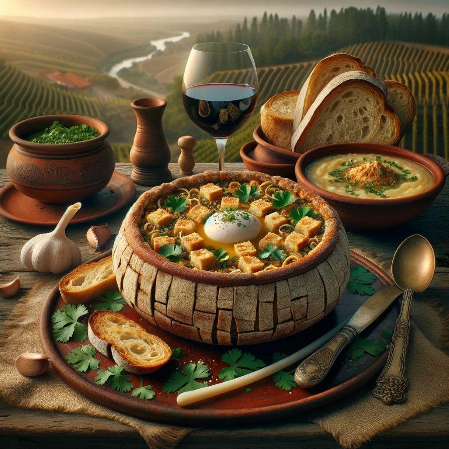 Açorda Alentejana soup