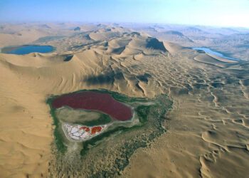 Red lake from dune peak