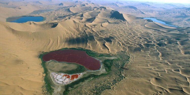 Red lake from dune peak