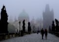 best european cities to visit in january: a quiet, frosty city square at dawn